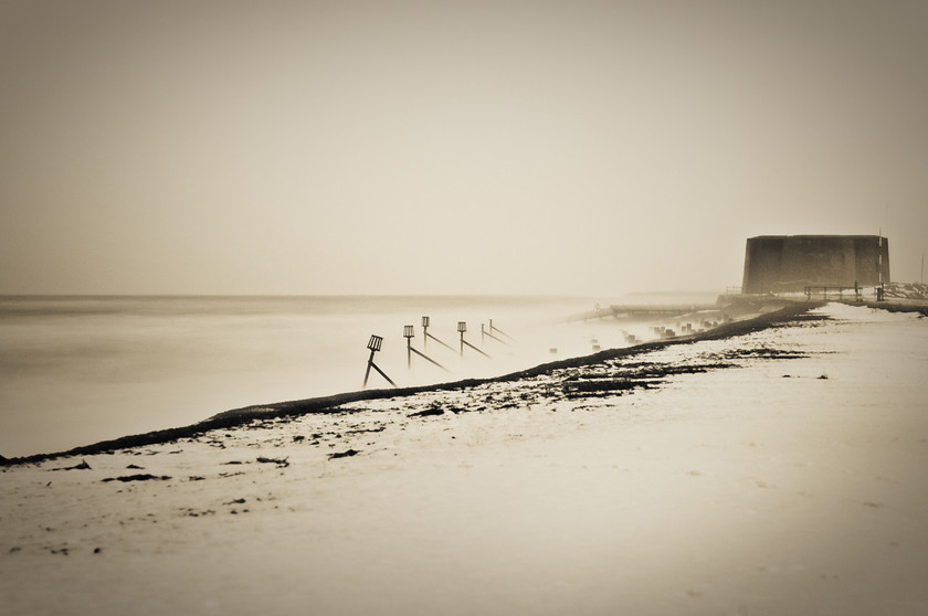 Martello tower in mist at Aldeburgh in Suffolk-1 
 misty water at Aldeburgh in north sea storm surge 
 Keywords: Aldeburgh, Beach, Gales, Martello Tower, North, Sea, Suffolk, Tony Pick, nautical, night, storm, surf, surge, tide, tower, waves