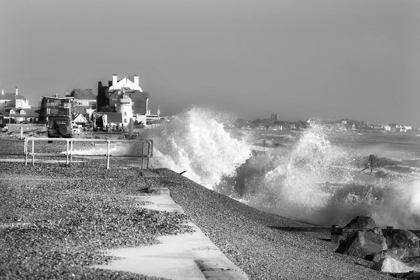 Breached sea defences in storm at Aldeburgh in Suffolk-2 
 north sea storm surge damage 
 Keywords: Aldeburgh, Beach, Floods, Gales, North, Sea, Suffolk, Tony Pick, Wall, agency, crashing, defence, environment, flooding, force, huricane, nature, nautical, power, storm, surge, swell, tide, waves, weather*north